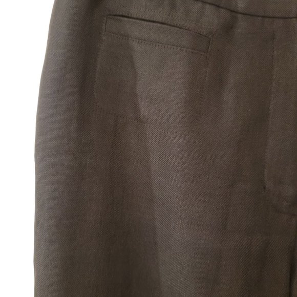 Talbots Irish Linen Pants Size 10P Black Cropped Lined High Rise Dress Trousers - Picture 5 of 8